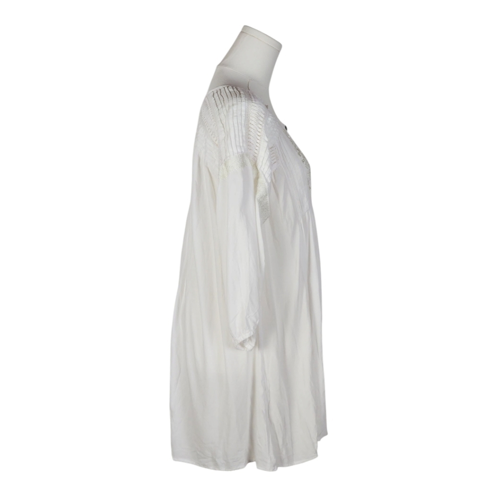Tasha Polizzi White Embroidered Pintuck Lace Boho Tunic Blouse S - Picture 5 of 15
